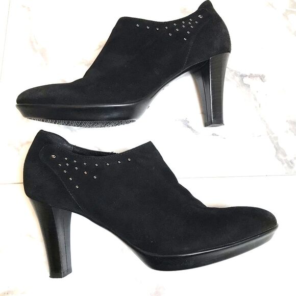 Aquatalia Black Suede Heels with Metallic Detail Size 8 - Picture 1 of 9